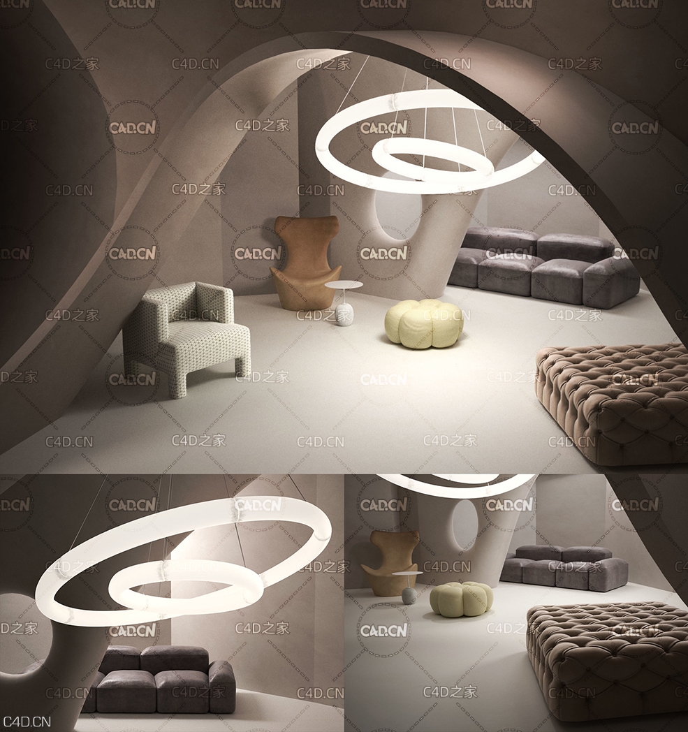 C4D室内模型：艺术休闲空间 CGTrader – BeInspiration 69 3D models