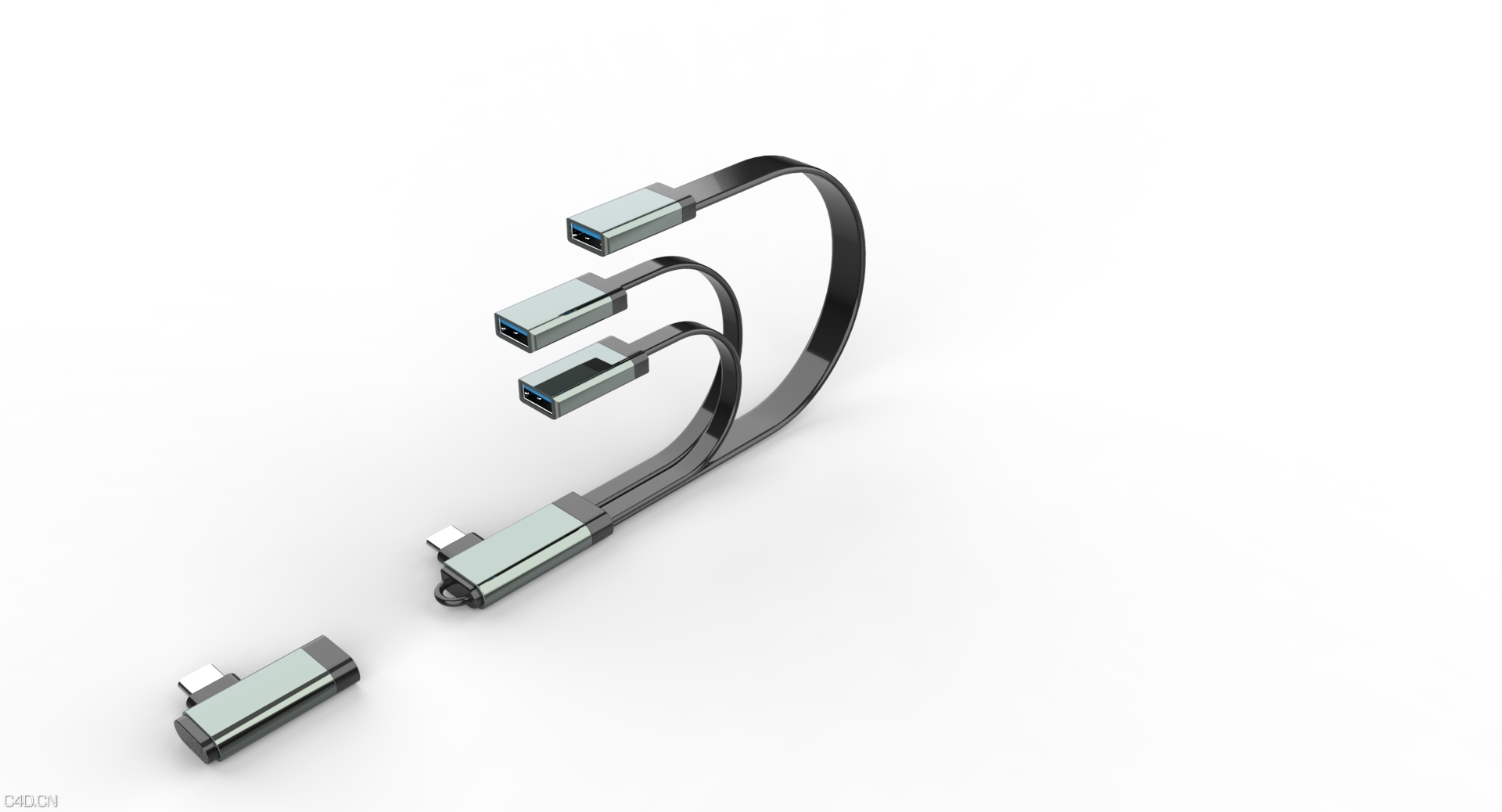 手机三合一数据线（USB头） - C4D之家 - 手机三合一数据线初渲.11.jpg