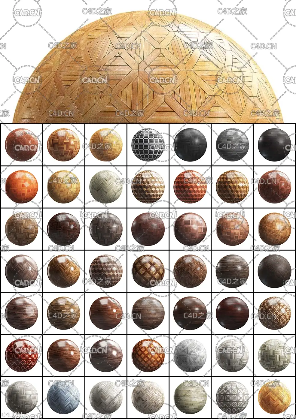 100个常用拼花木地板贴图纹理合集PBR Textures Collection Volume 20 – Wood Parquet - C4D之家 - 未命名-1.jpg