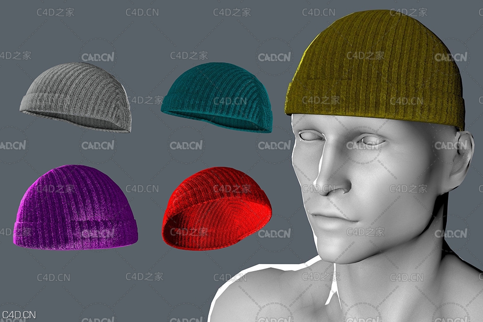 针织比尼帽 CGTrader – Hats and Caps Collection - C4D之家 - knit-beanie-cap-with-multiple-color-variations-3d-model-3ds-fbx-c4d-stl-ztl-spp.jpg