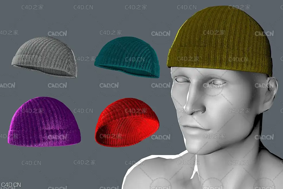 针织比尼帽 CGTrader – Hats and Caps Collection - C4D之家 - knit-beanie-cap-with-multiple-color-variations-3d-model-3ds-fbx-c4d-stl-ztl-spp.jpg