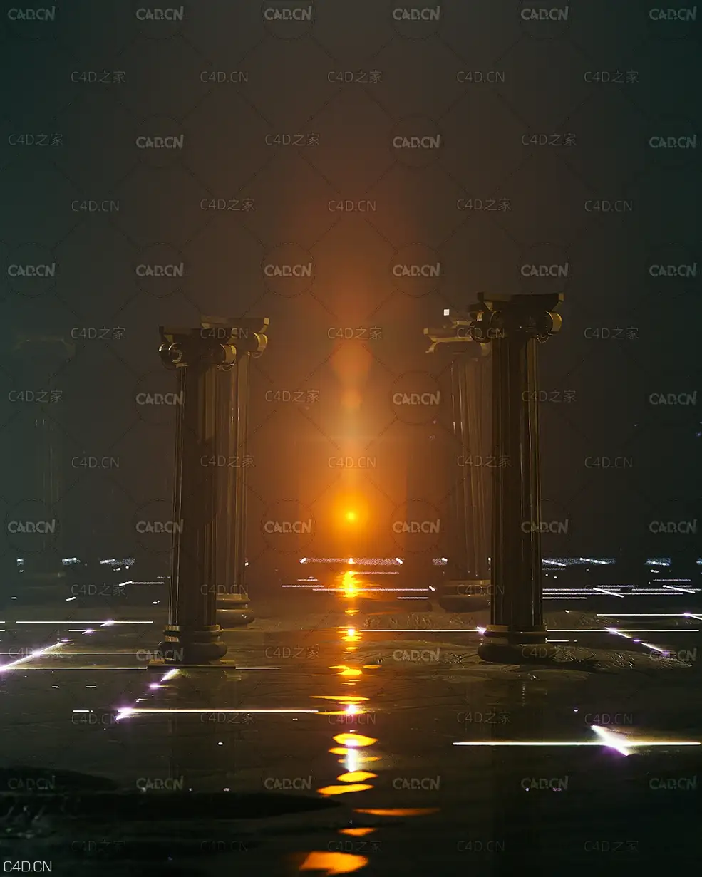 C4D Redshift工程：罗马柱场景 Raider