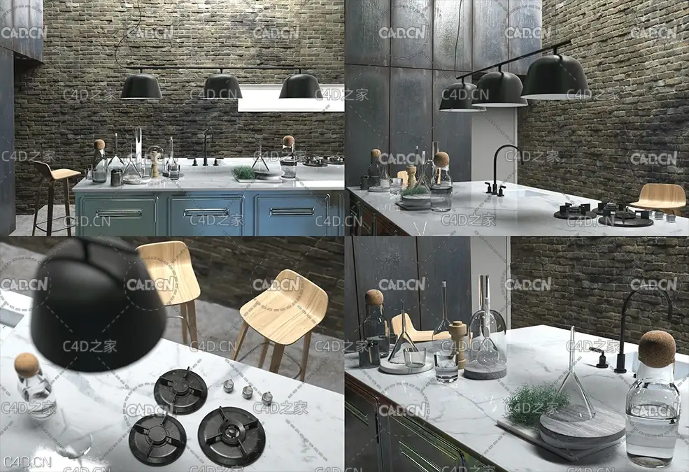 C4D室内模型：餐厅厨房 CGTrader – BeInspiration 79 3D models - C4D之家 - 0.jpg