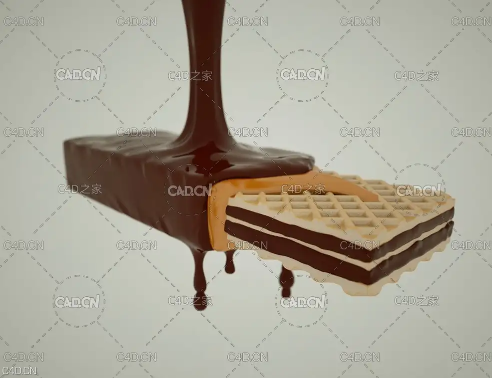 C4D制作巧克力饼干教程 Chocolate Wafer Crunch Cinema 4D Tutorial