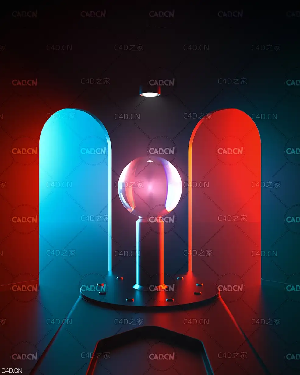C4D Redshift工程：室内能量球展示空间 Choice - C4D之家 - 11.jpg