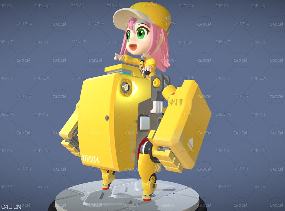 C4D卡通小女孩机器人模型（C4D/FBX）