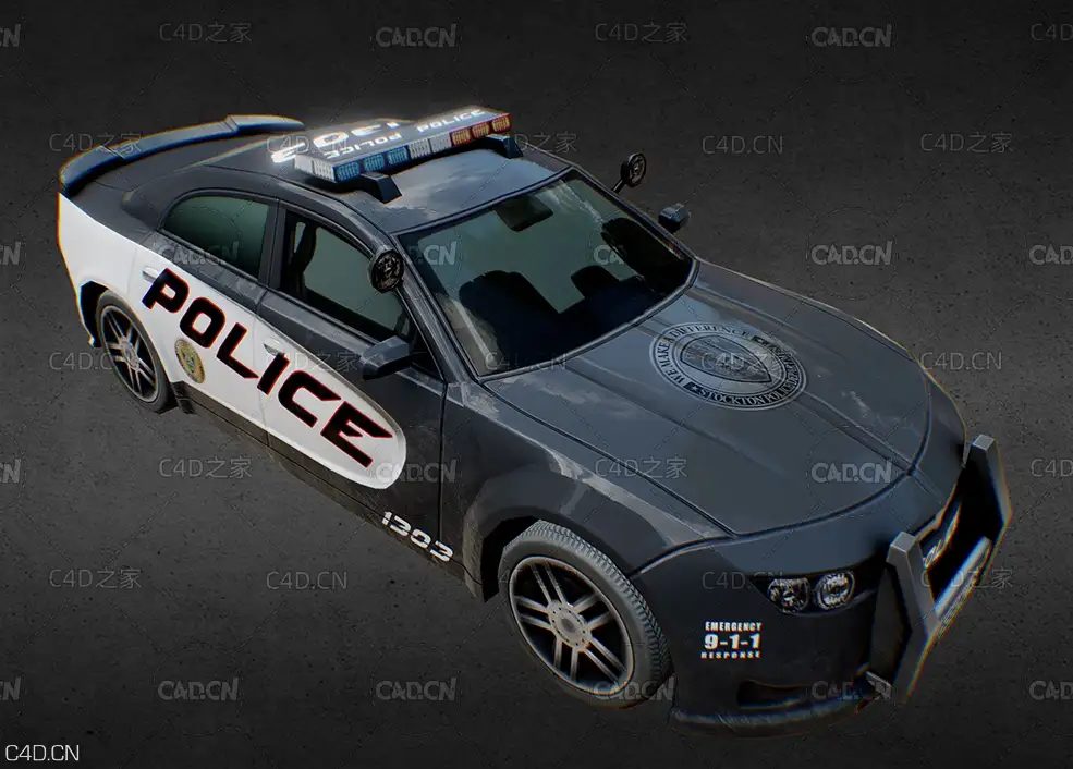 低面警车C4D模型 Police Car