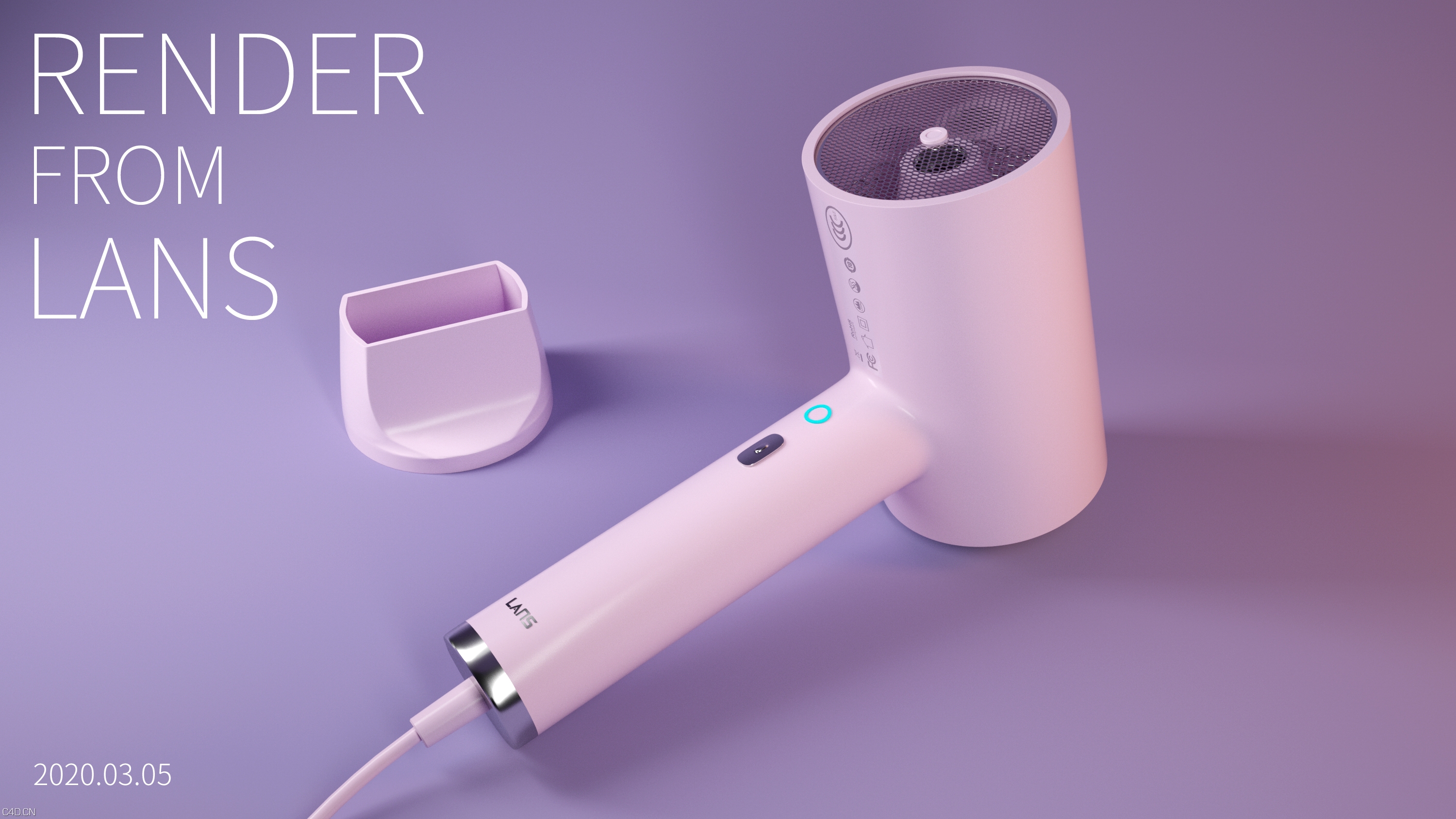 吹风筒 C4D OC渲染 - C4D之家 - 吹风筒-浅紫.jpg