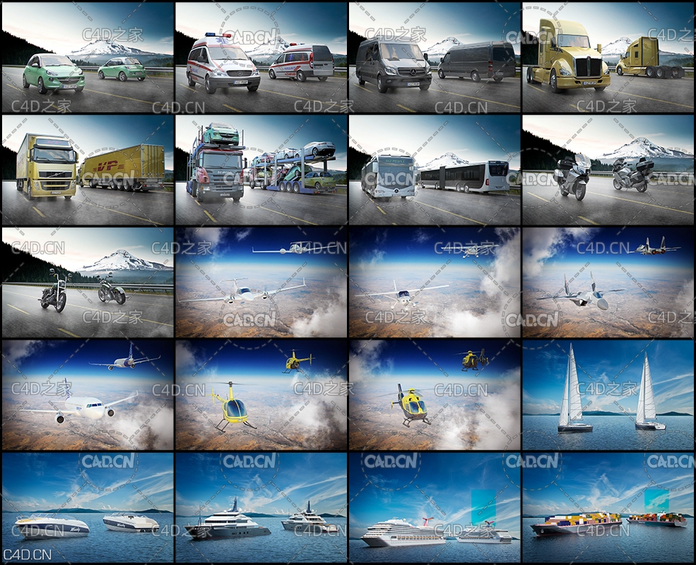 10种交通工具模型合集 Viz-People – 3D Traffic v2