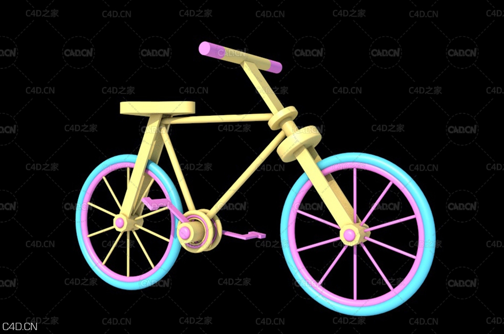卡通自行车C4D模型 - C4D之家 - 0184425e68a149a80120a895e8673e.jpg@2o.jpg
