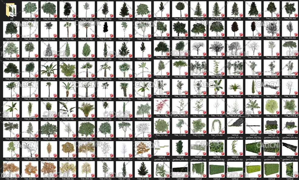 100多个SU树木模型合集(SKP格式模型) SketchUp Model 3D Tree set - C4D之家 - 1584618711_tree.jpg