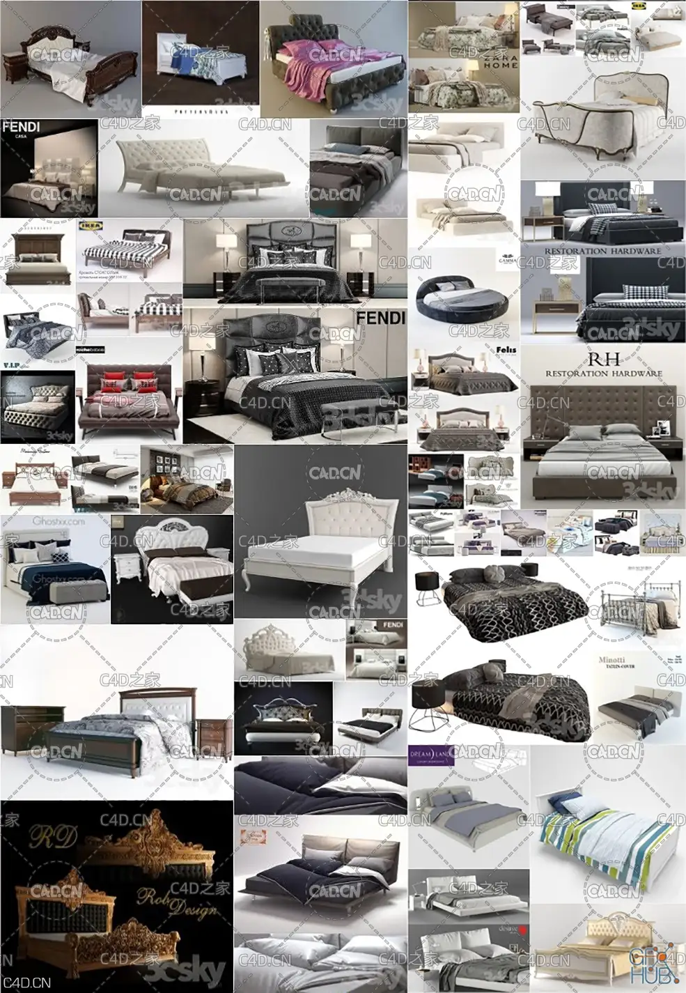 床上用品3D模型合集(MAX模型) BED COLLECTION 3dskyPro 3dsmax Volume 1