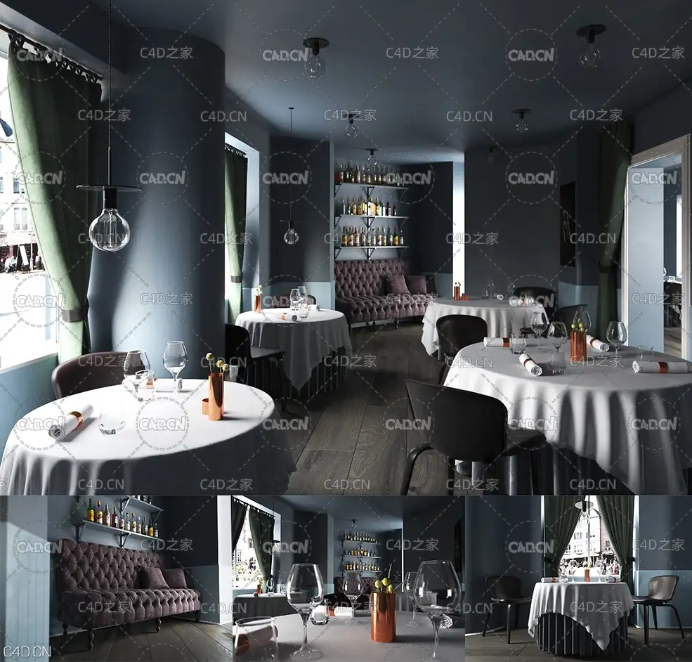 C4D室内模型：餐厅渲染 CGTrader – BeInspiration 37 3D models
