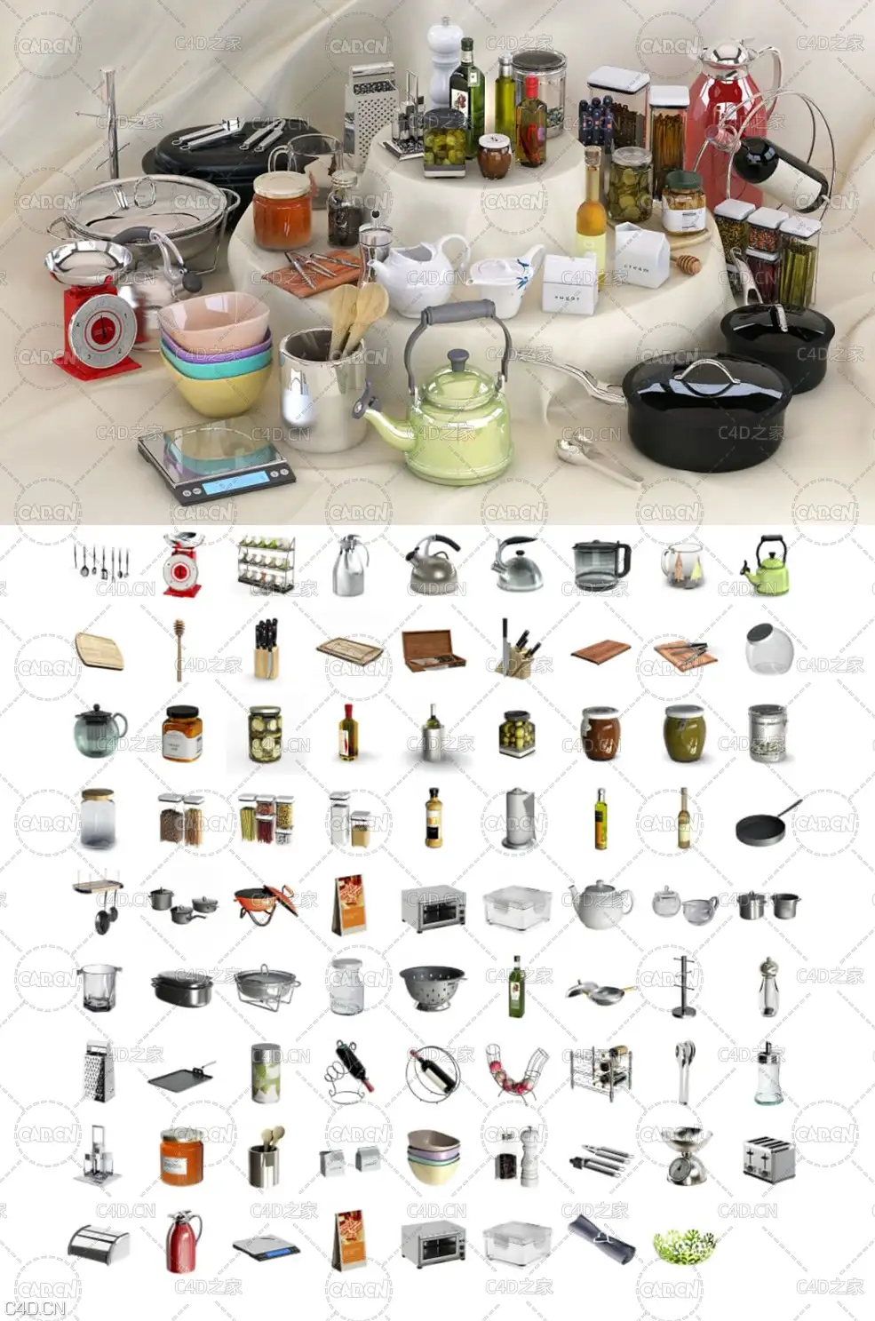 80件厨房厨具餐具用品3D模型合集（MAX模型）Evermotion – Archmodels vol. 118