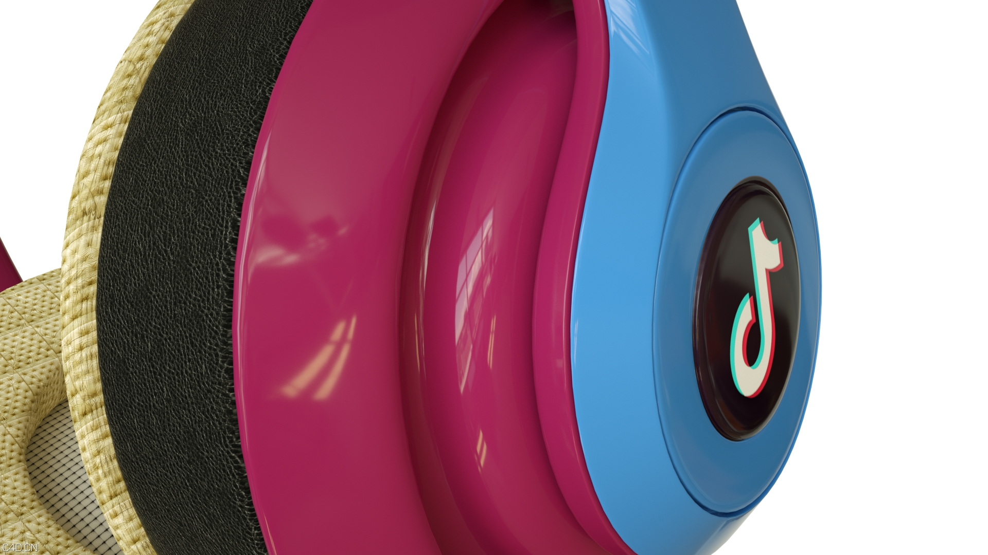 耳机耳麦抖音版模型，有材质细节展示，摄像机动画，使用OC渲染器渲染 - C4D之家 - 耳麦.jpg