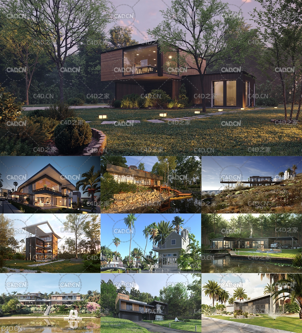 10套高精度现代别墅建筑场景3D模型(Max模型) Evermotion – Archexteriors vol. 34