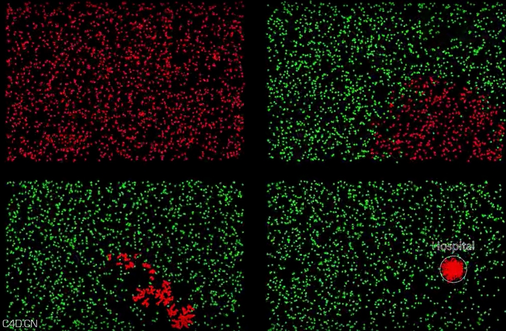 使用C4D粒子对病毒传播过程进行可视化模拟