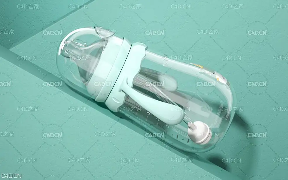 C4D奶瓶建模OC渲染教程中文案例教程