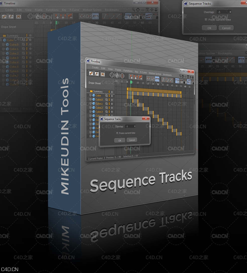 C4D对象关键帧错位偏移序列脚本 Cinema 4D Python Script: Sequence tracks - C4D之家 - mikeudin_sequence_tracks.jpg