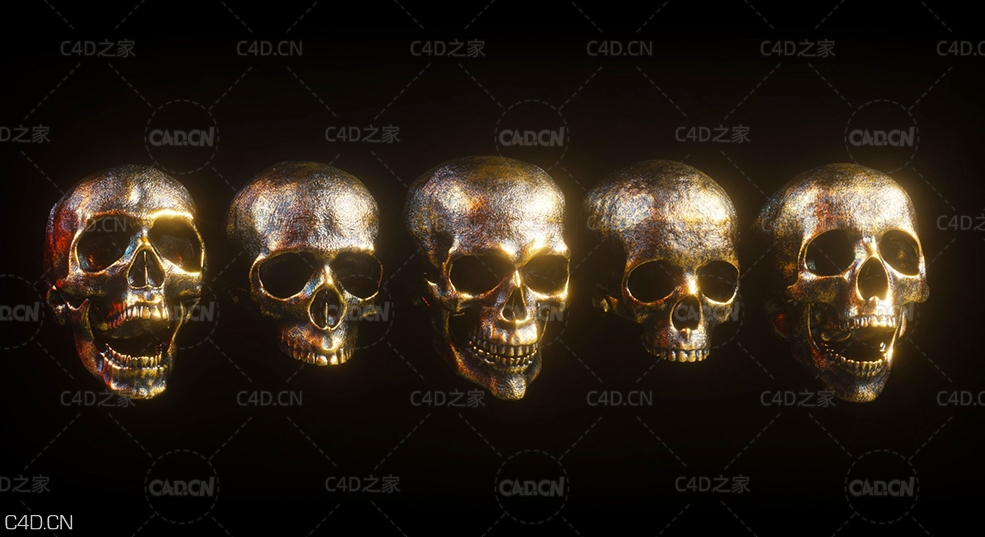 骷髅头3D模型 Billelis 3D Skull Model Pack Vol.1 (C4D/OBJ格式)