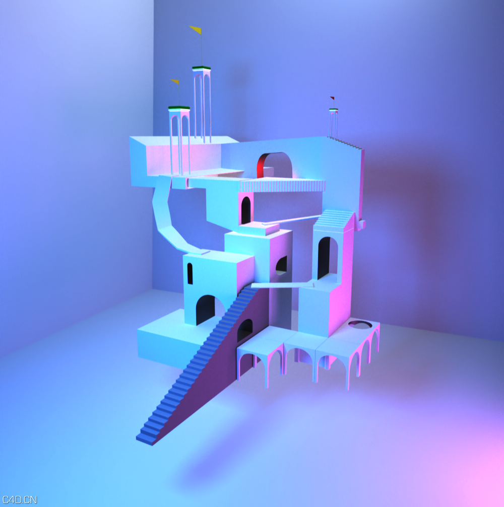 纪念碑谷卡通场景C4D模型 - C4D之家 - 01fb9e5e8fd374a80120a895c0096c.png