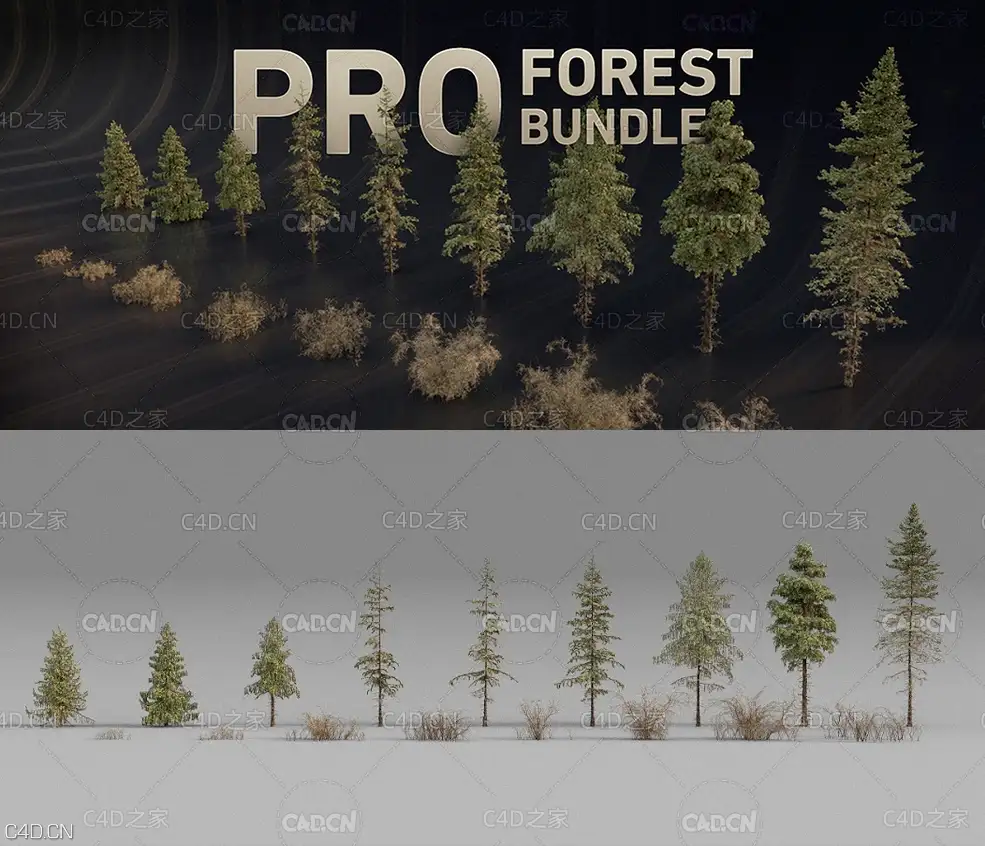 灌木植物树木3D模型 Gumroad – ALTER 49 – PRO Forest Bundle