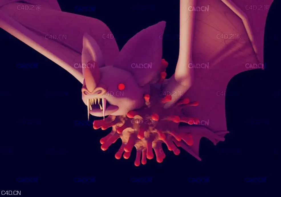 C4D制作病毒蝙蝠视频教程 Corona Virus Bat Illustrationin Cinema4d