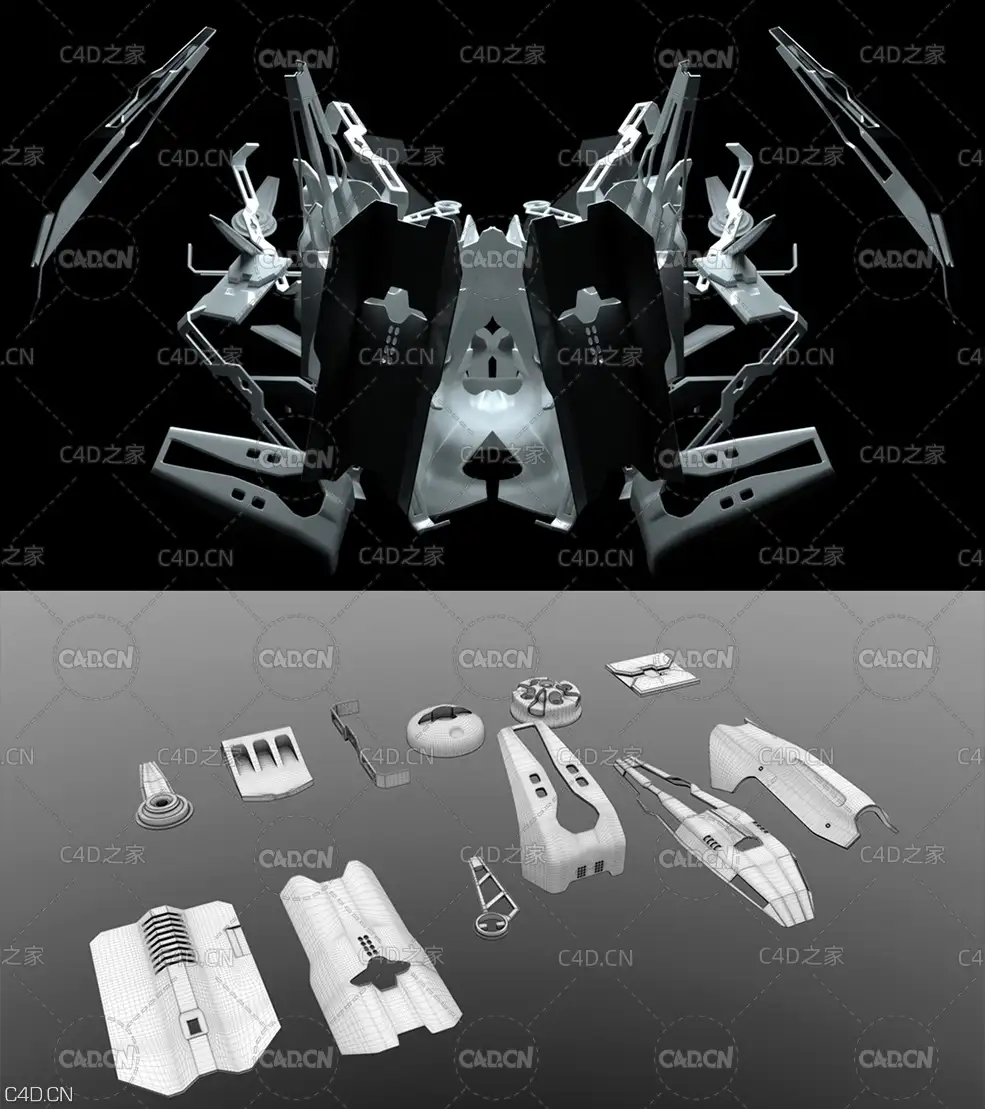 机械零件C4D模型 TristanGieler Mech Subdiv Kitbash 01