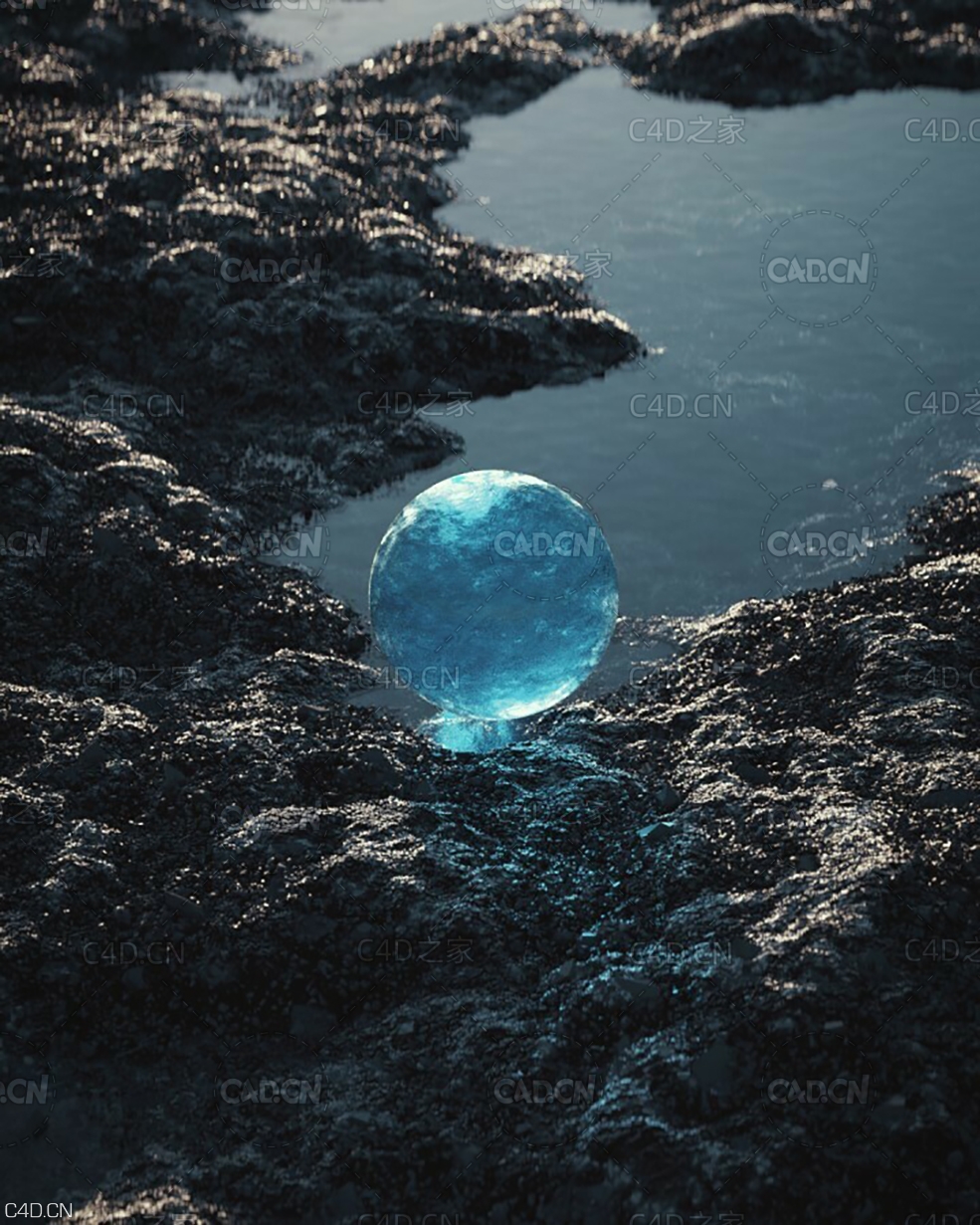 C4D Octane水边的水晶球创意工程 Procedural Ground Philipp Lykostratis