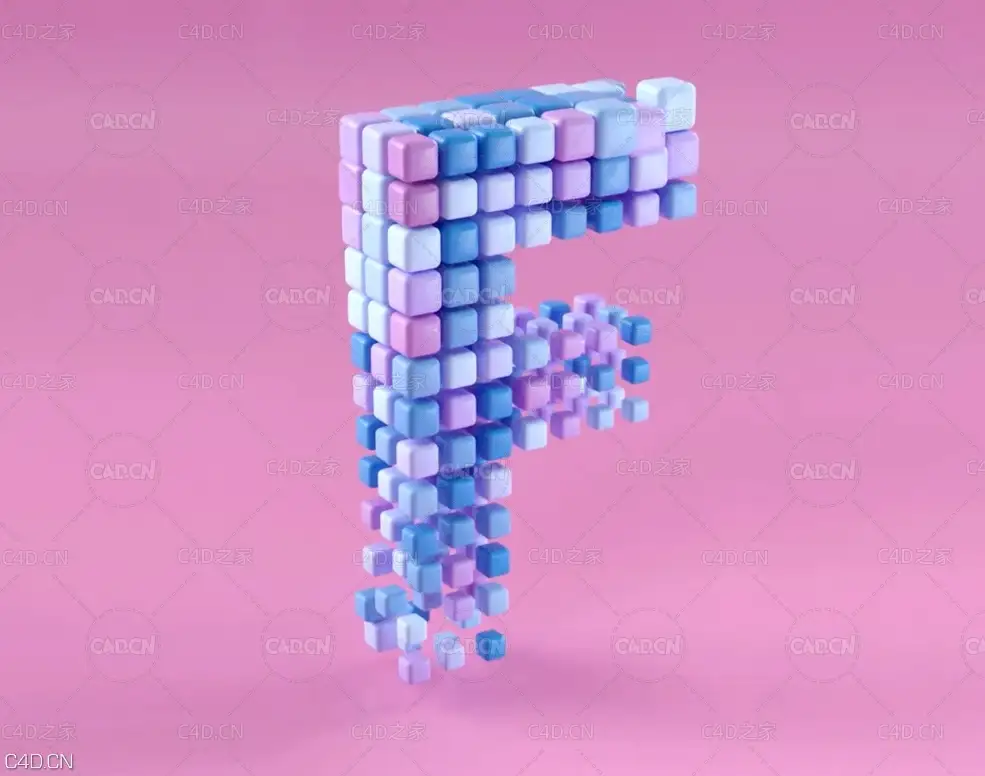 C4D像素字母F动画教程 Letter F MoGraph Voxel Animation Tutorial