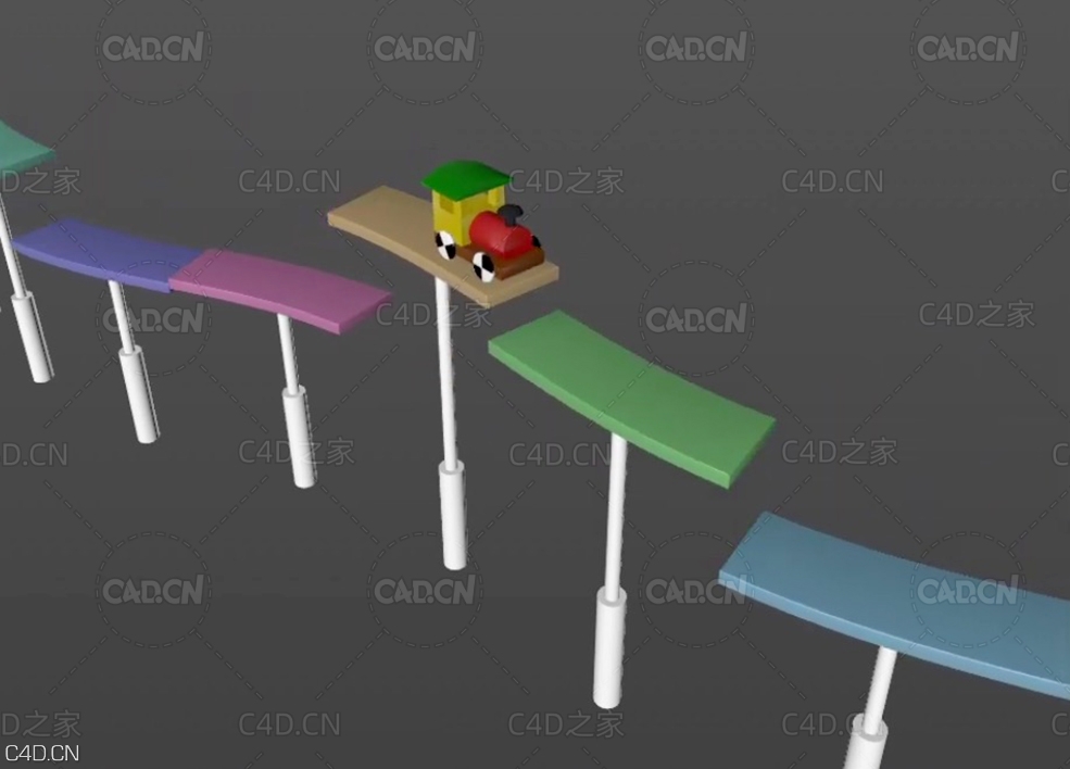C4D卡通轨道玩具火车动画教程 RAILS REACT TO TRAIN (Cinema 4D Tutorial)