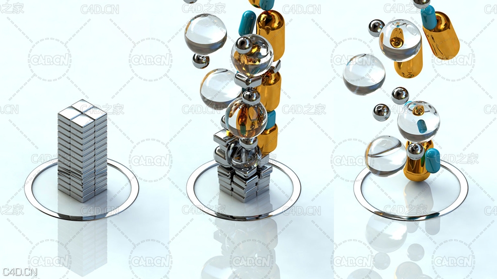 C4D物体升起变成气泡动画工程 MOTION GRAPHICS & MOGRAPH ANIMATION