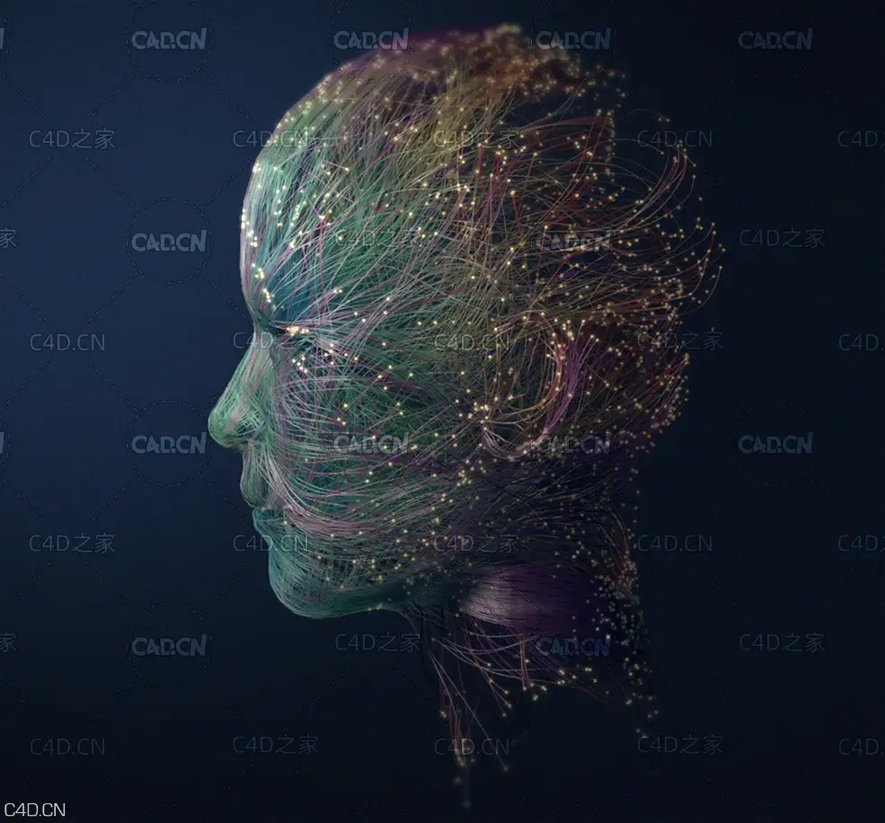 C4D用X-Particles粒子插件制作三维人物头像粒子线条生长动画教程I