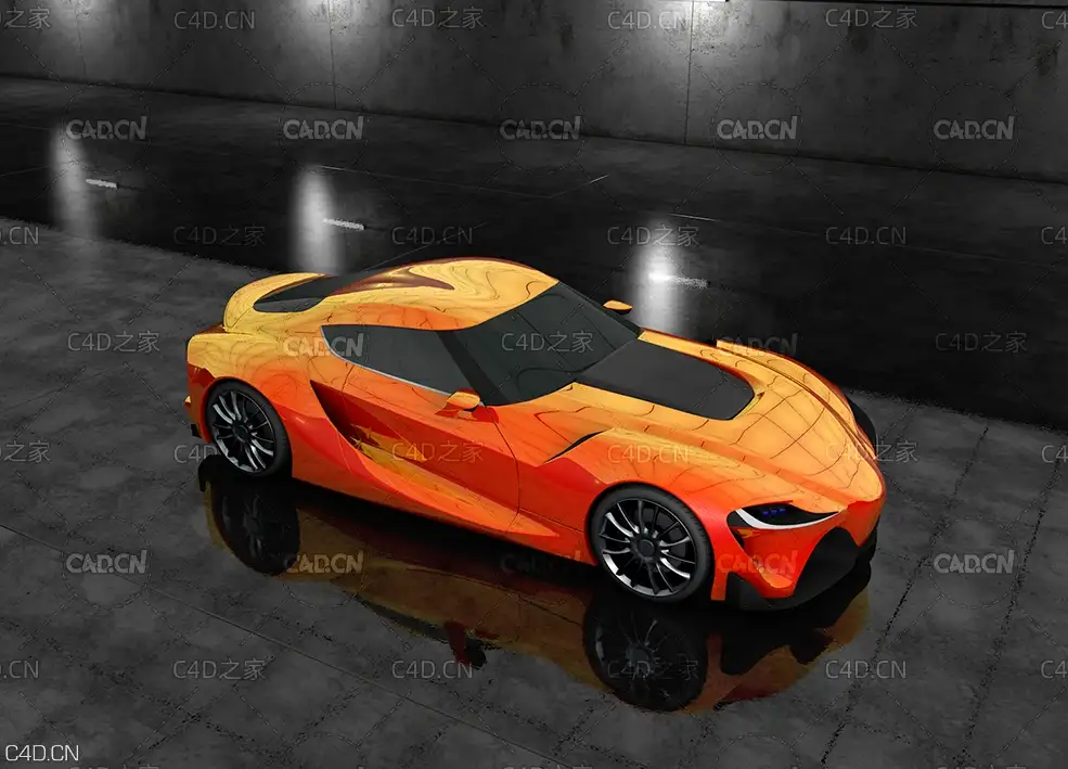 桔黄色跑车 汽车背景C4D模型 - C4D之家 - 5c9712be8f8a6.jpg
