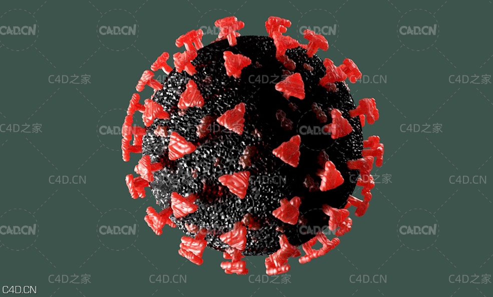 新型冠状病毒C4D模型 Corona Virus 新冠肺炎 细菌 病毒株 - C4D之家 - 1.jpg