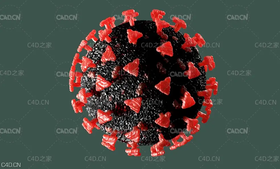 新型冠状病毒C4D模型 Corona Virus 新冠肺炎 细菌 病毒株 - C4D之家 - 1.jpg