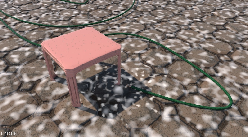 沾满水珠的凳子和软管 Table and Hose-Prop