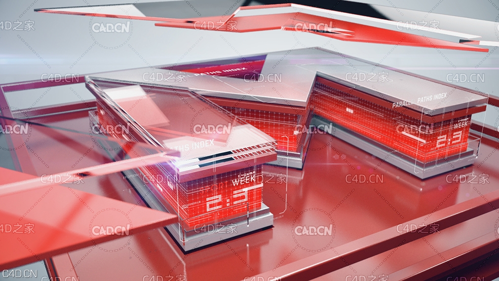 C4D Redshift案例-新闻片头质感类栏目包装分镜(含HUD科技元素)