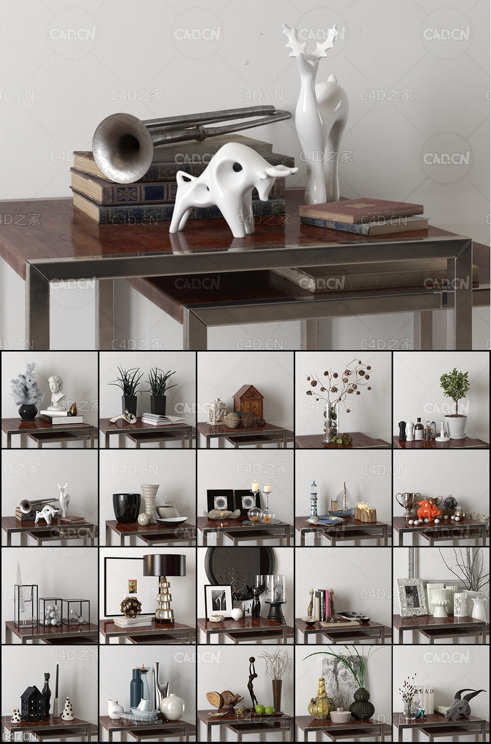44个室内工艺品摆件装饰品C4D模型合集 Evermotion – Archmodels Vol.139