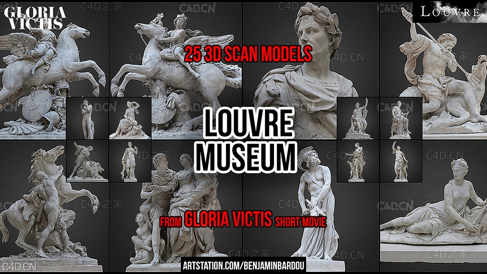 25个巴黎卢浮宫博物馆雕塑3D模型合集 PARIS. 25 3D scans from Louvre Museum