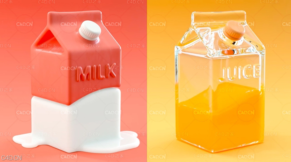 C4D制作卡通牛奶和果汁液体循环动画教程 - C4D之家 - 1.jpg