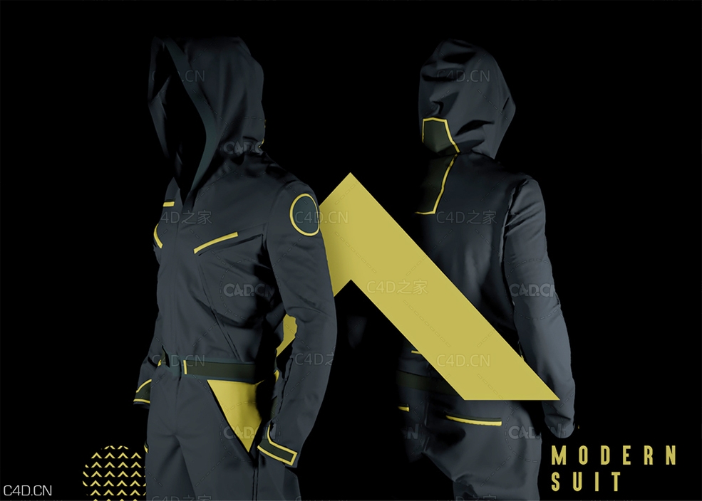 黑色外套冲锋衣C4D模型 sci fi suit and modern suit - C4D之家 - final.jpg