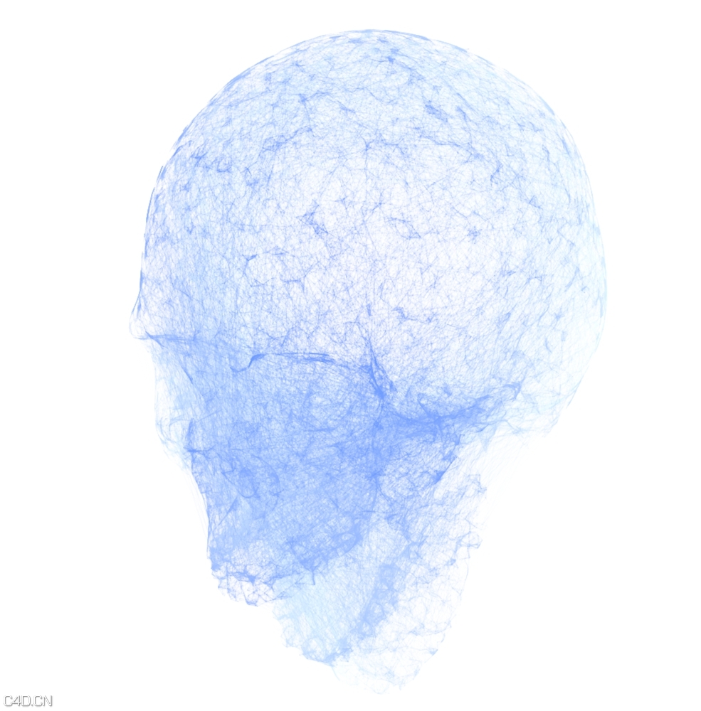 骷髅头样条线卡通素描C4D模型 Skull