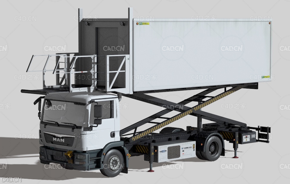 机场升降餐饮卡车C4D模型 Airport Catering Truck 3D mode - C4D之家 - 1.jpg