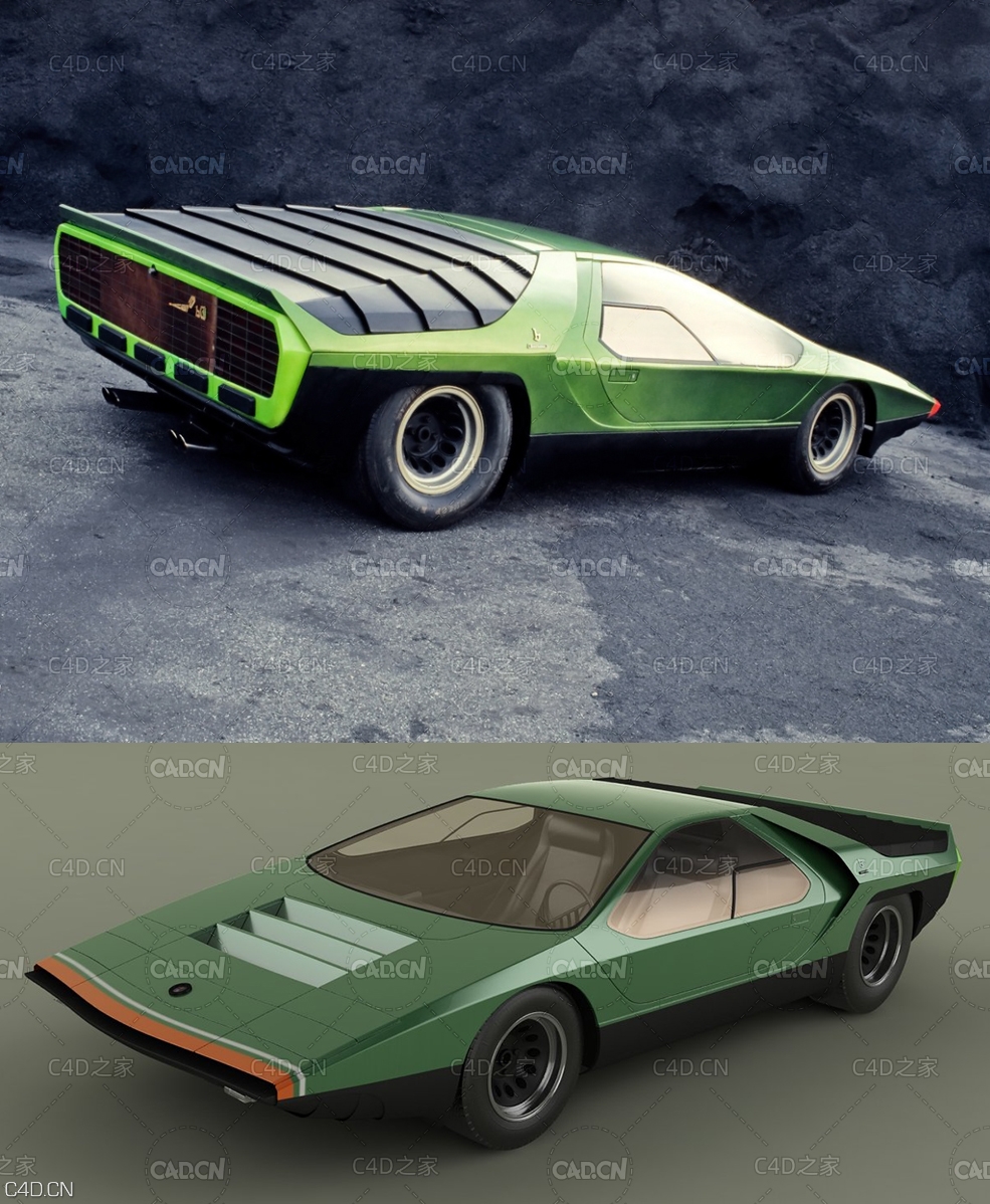 阿尔法·罗密欧卡拉波好的概念车C4D模型 Alfa Romeo Carabo