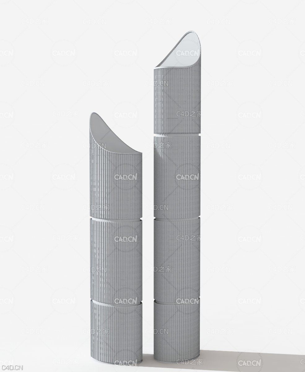 城市高层建筑 尖刀建筑C4D模型 - C4D之家 - 1.jpg