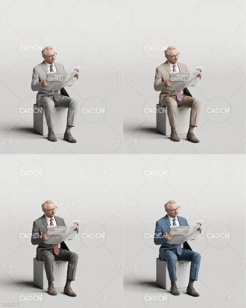 穿西装戴眼镜坐着看报纸的大叔3D扫描模型 - C4D之家 - Humano_03Elegant_19.jpg