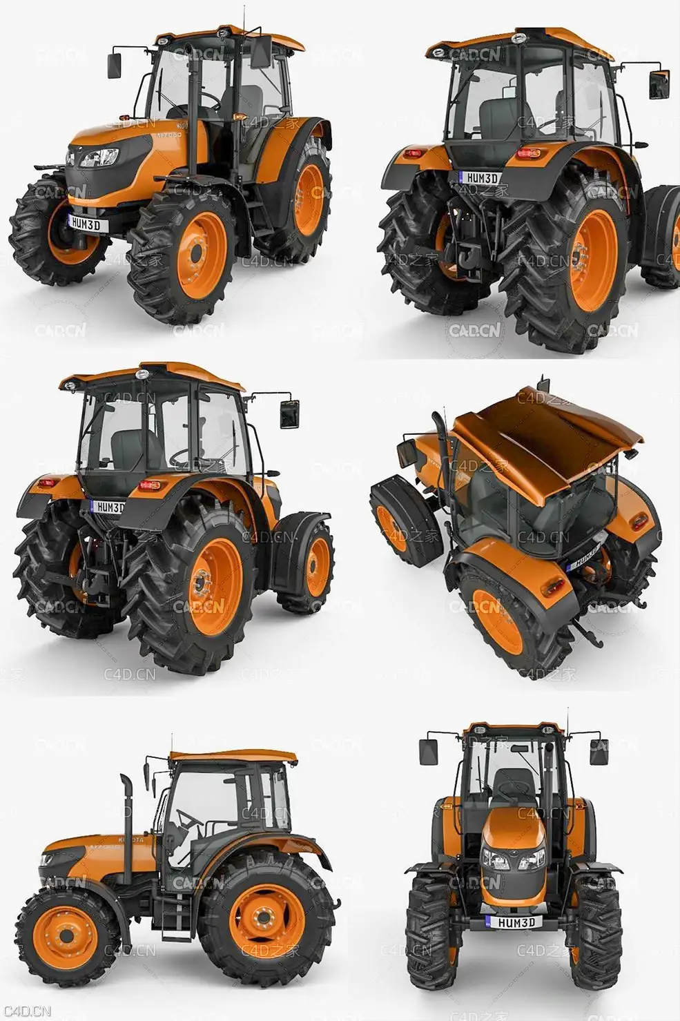 拖拉机机头C4D模型 Kubota M7060 2018 3D Model