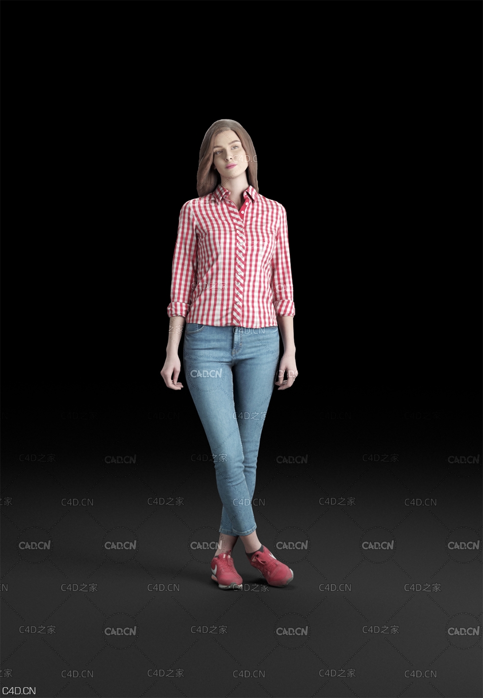 格子衬衫站立的外国女性3D扫描人物模型 Casual woman standing and looking 3D model - C4D之家 - Humano_02Casual_03.jpg