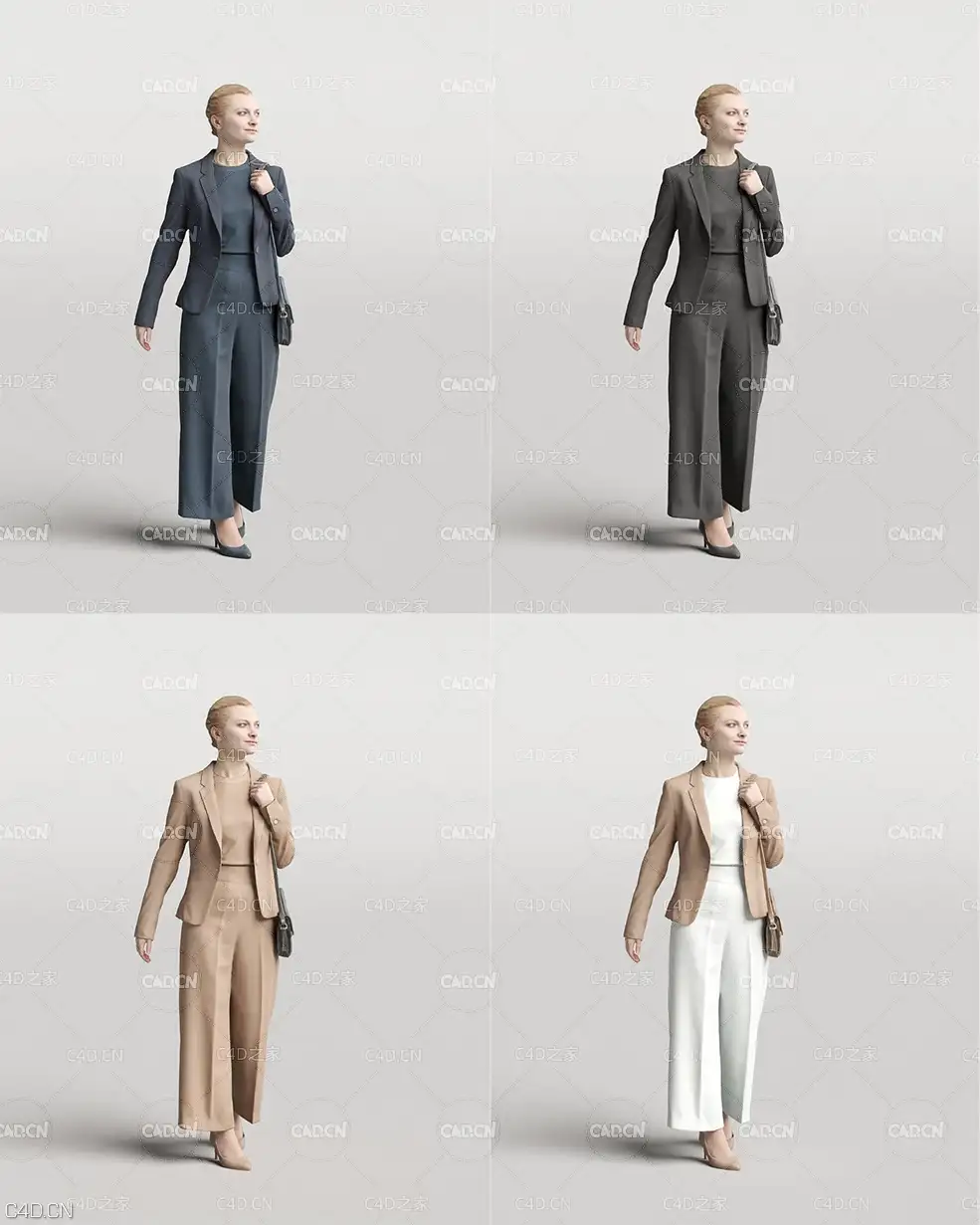 优雅女士拎包行走3D扫描人物模型 Humano Elegant woman walking with a bag 3D model